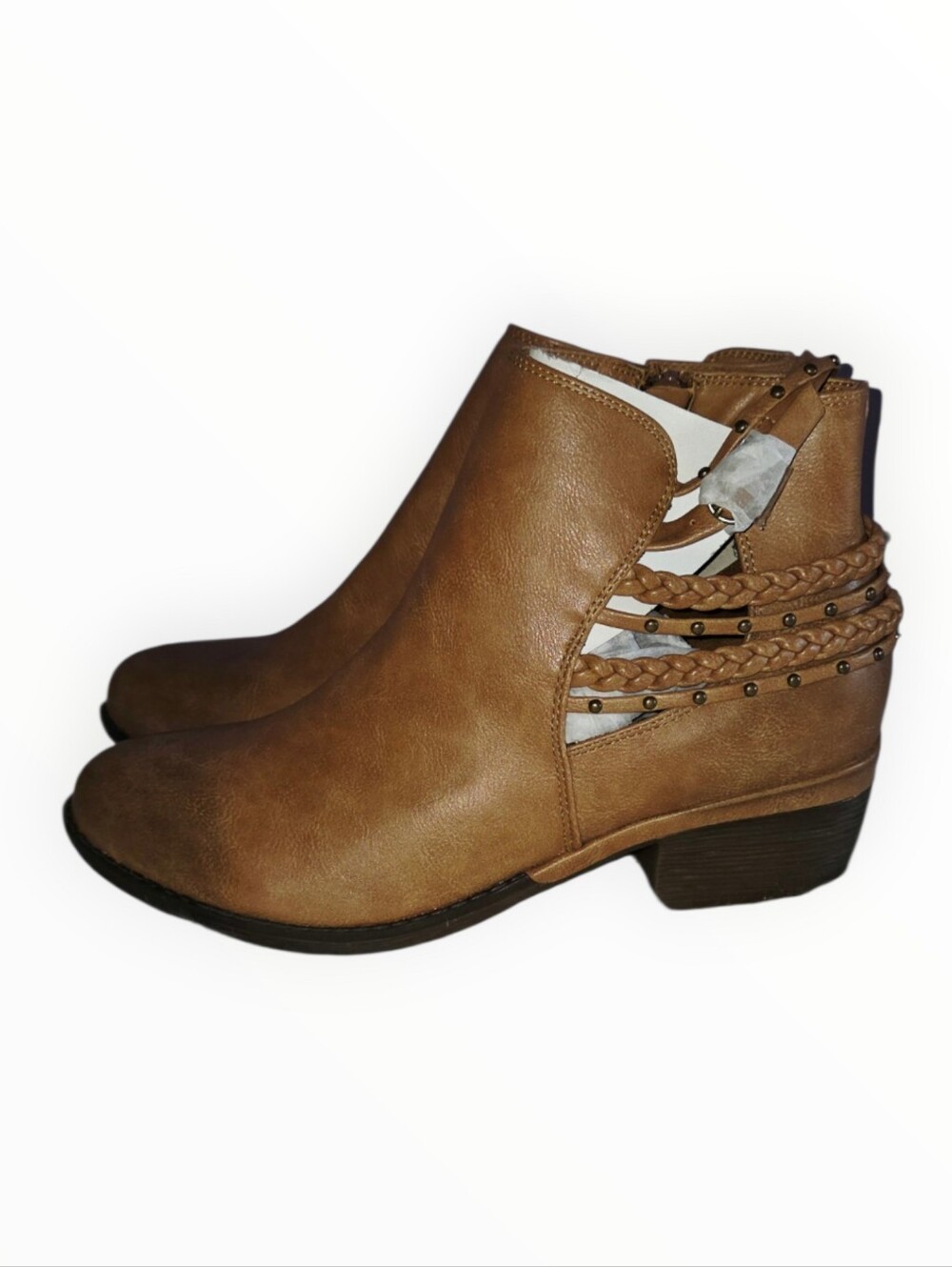 Boutique by Corkys 9Women’s Tan Braided Strap Ankle Booties